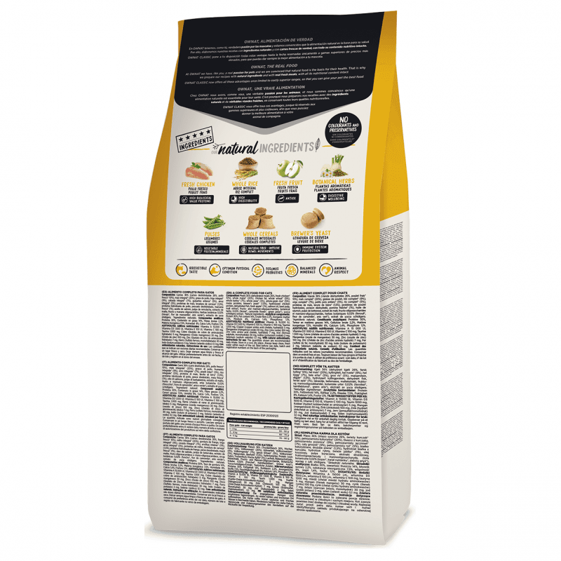 Ownat Classic Daily Care 15kg . Komplett og smaksrikt kattefôr med ferskt kjøtt