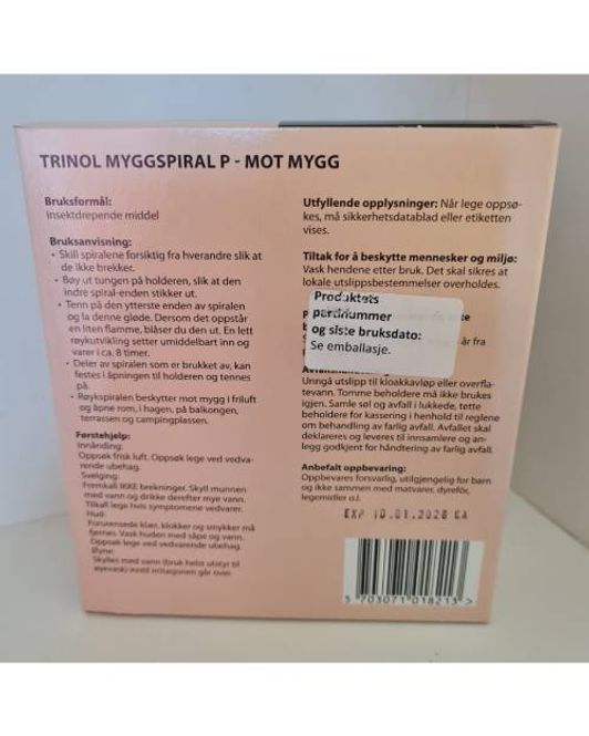 Hovedbilde Trinol Myggspiral P – Effektiv beskyttelse ...